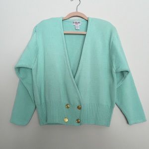 1980's Mint Green Cardigan Sweater